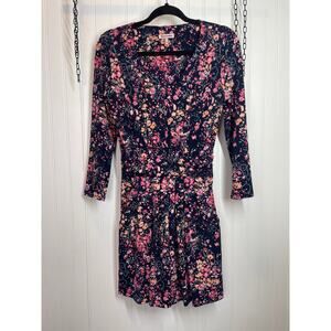 Juicy Couture Belladonna Dress Pink & Blue Floral Smocked Mini Drop Waist XS